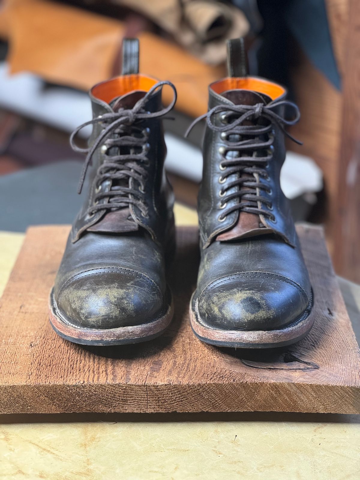 Photo by cobblertobias on December 1, 2023 of the Bordon Tukano Boots in Wickett & Craig Olive H Latigo.