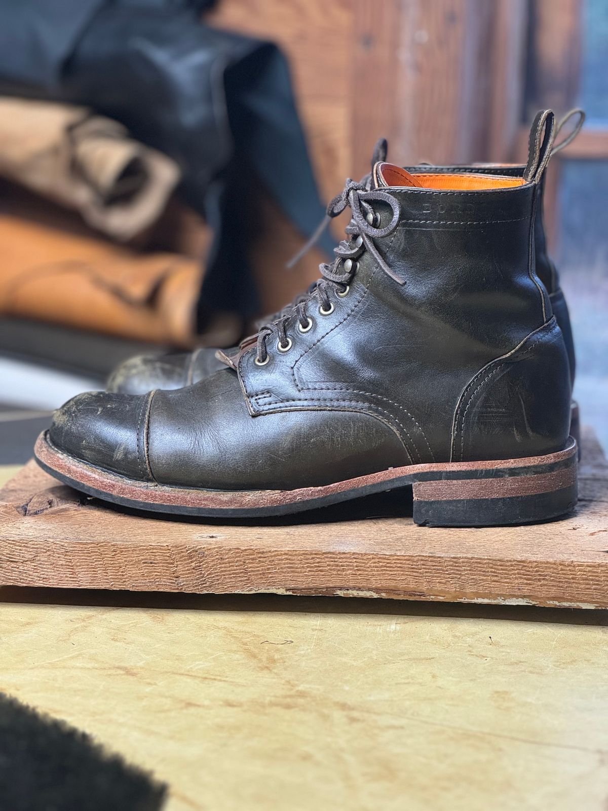Photo by cobblertobias on December 1, 2023 of the Bordon Tukano Boots in Wickett & Craig Olive H Latigo.