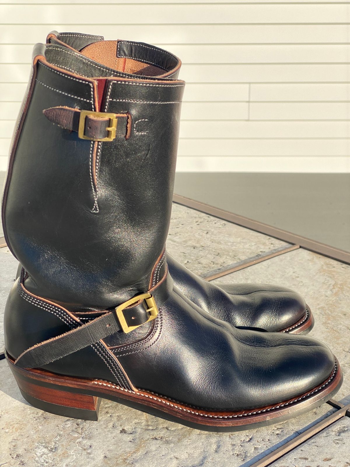 Photo by MartinField on January 3, 2024 of the Unsung U 22-2 Engineer Boot in Wickett & Craig Burgundy H Latigo.