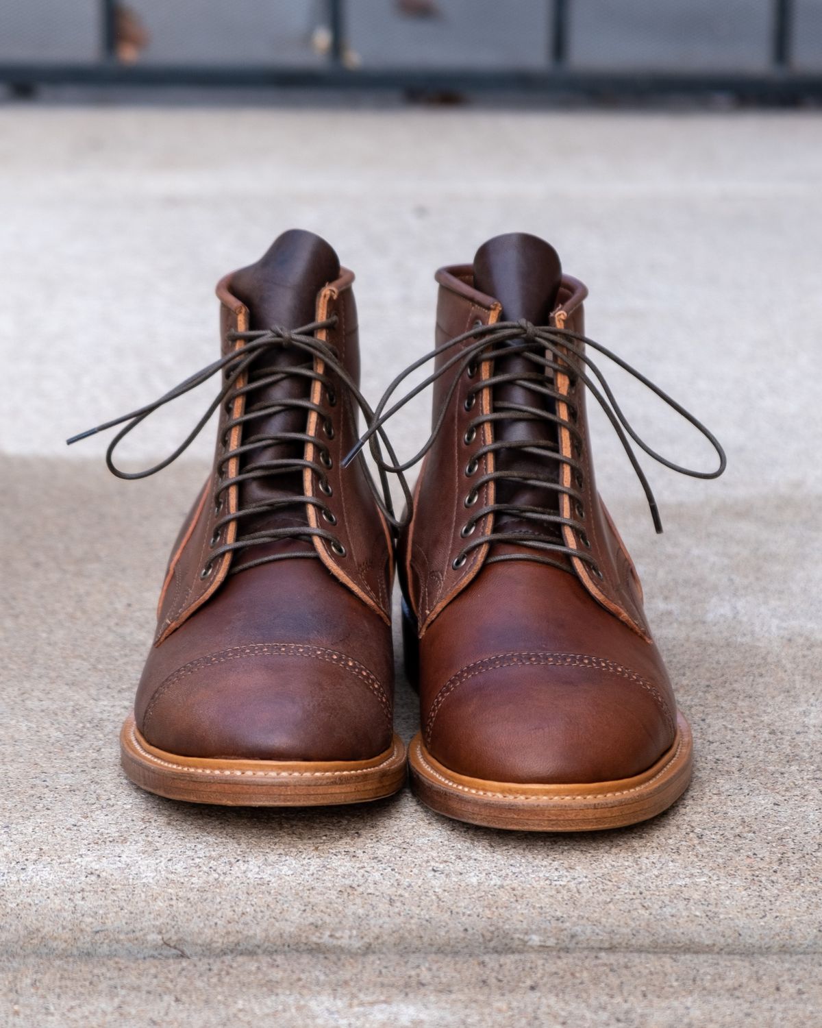 Photo by stitchedsoles on October 3, 2022 of the Viberg Service Boot BCT in Maryam Brown Horsebutt.