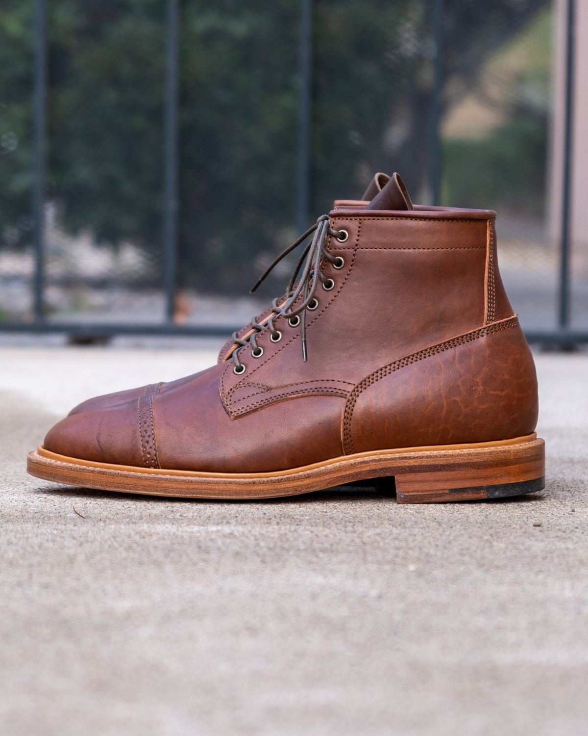 Photo by stitchedsoles on October 3, 2022 of the Viberg Service Boot BCT in Maryam Brown Horsebutt.