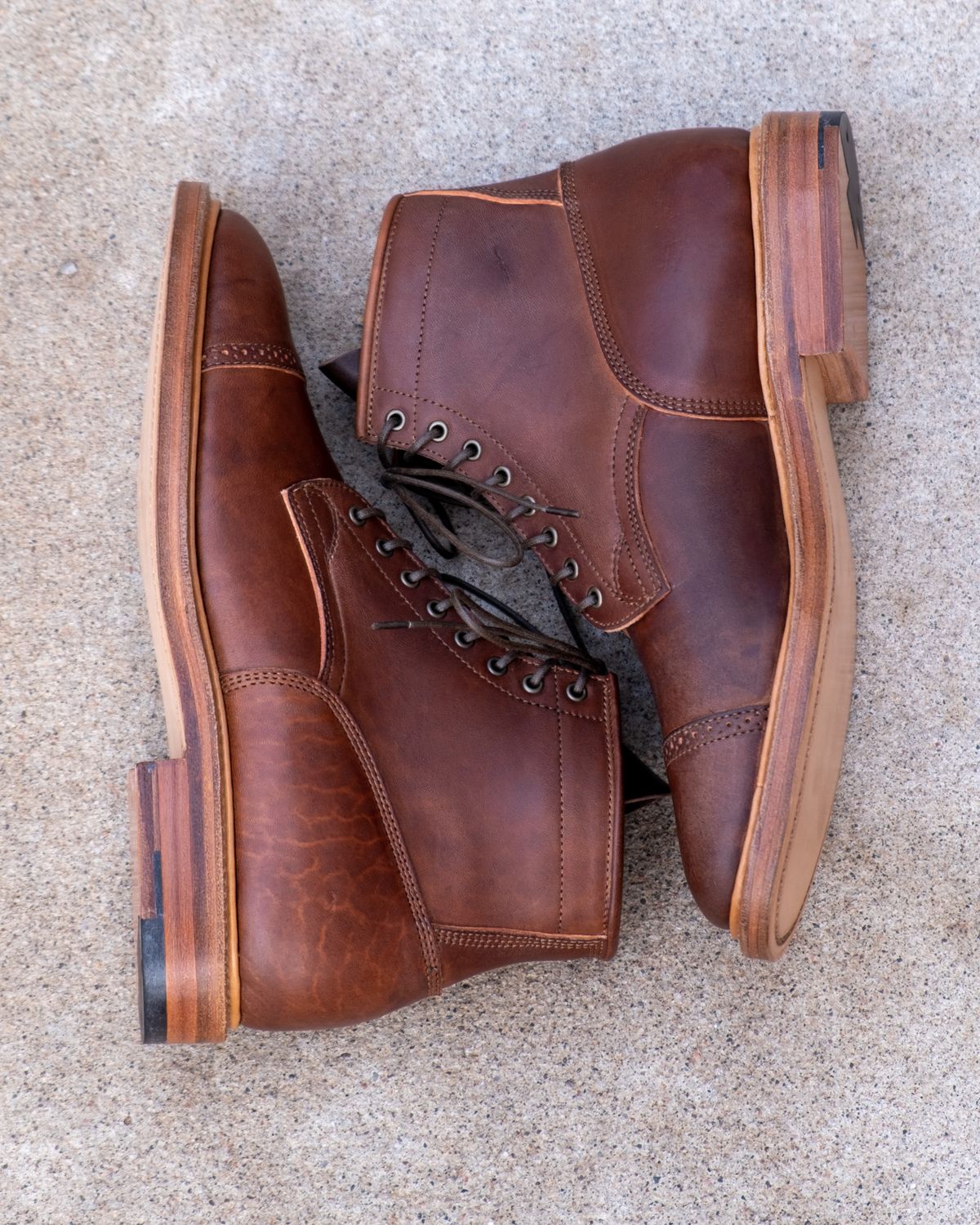 Photo by stitchedsoles on October 3, 2022 of the Viberg Service Boot BCT in Maryam Brown Horsebutt.