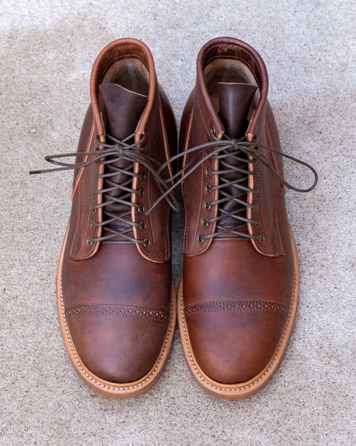 Photo by stitchedsoles on October 3, 2022 of the Viberg Service Boot BCT in Maryam Brown Horsebutt.
