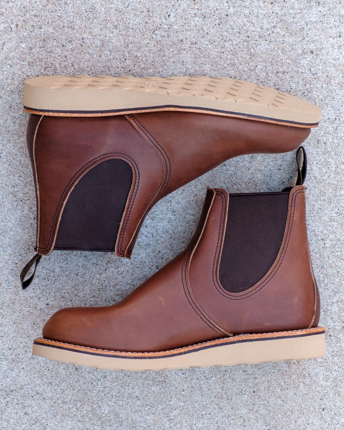 Photo by stitchedsoles on October 1, 2023 of the Red Wing Classic Chelsea in S.B. Foot Amber Harness.