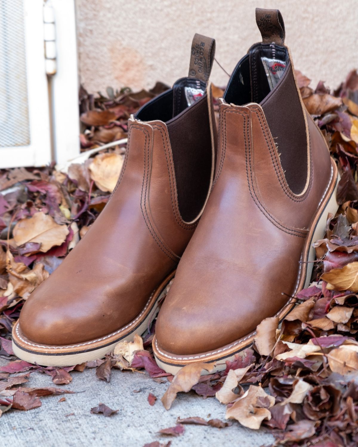 Photo by stitchedsoles on December 6, 2023 of the Red Wing Classic Chelsea in S.B. Foot Amber Harness.