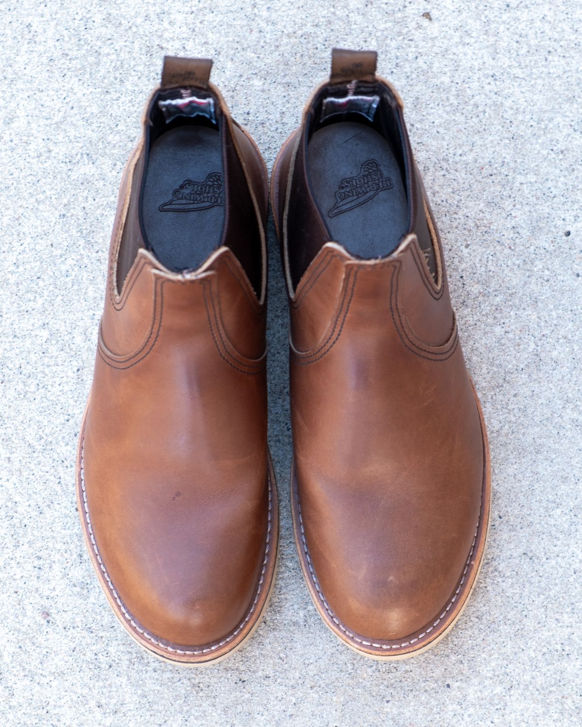 Photo by stitchedsoles on December 6, 2023 of the Red Wing Classic Chelsea in S.B. Foot Amber Harness.