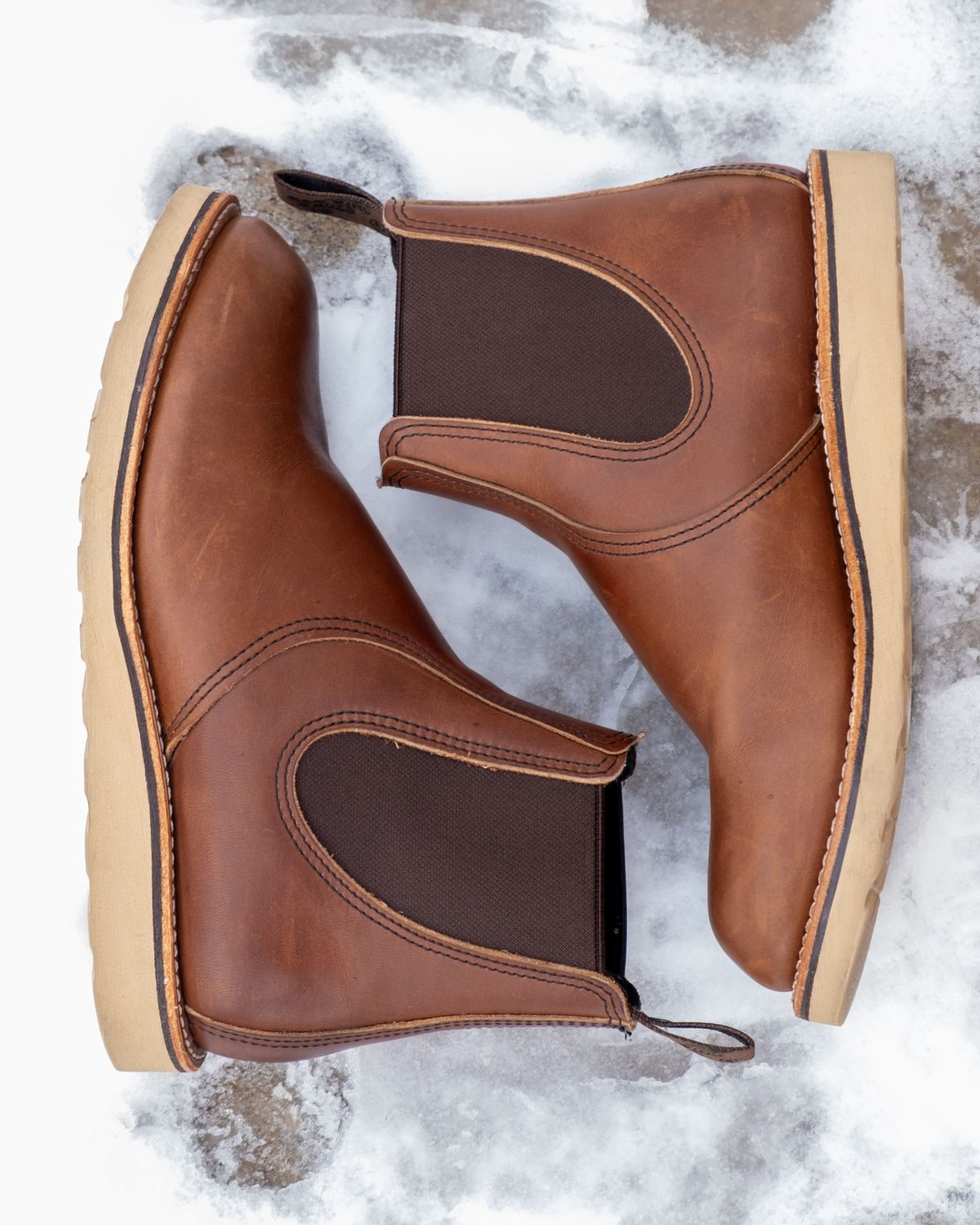 Photo by stitchedsoles on January 6, 2024 of the Red Wing Classic Chelsea in S.B. Foot Amber Harness.