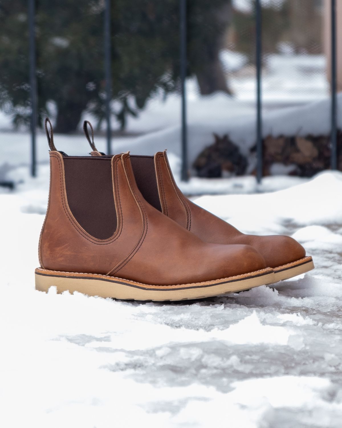 Photo by stitchedsoles on January 6, 2024 of the Red Wing Classic Chelsea in S.B. Foot Amber Harness.