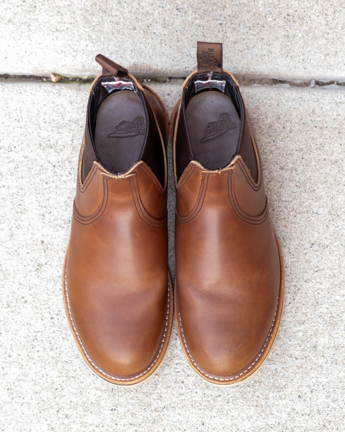 Photo by stitchedsoles on February 5, 2024 of the Red Wing Classic Chelsea in S.B. Foot Amber Harness.