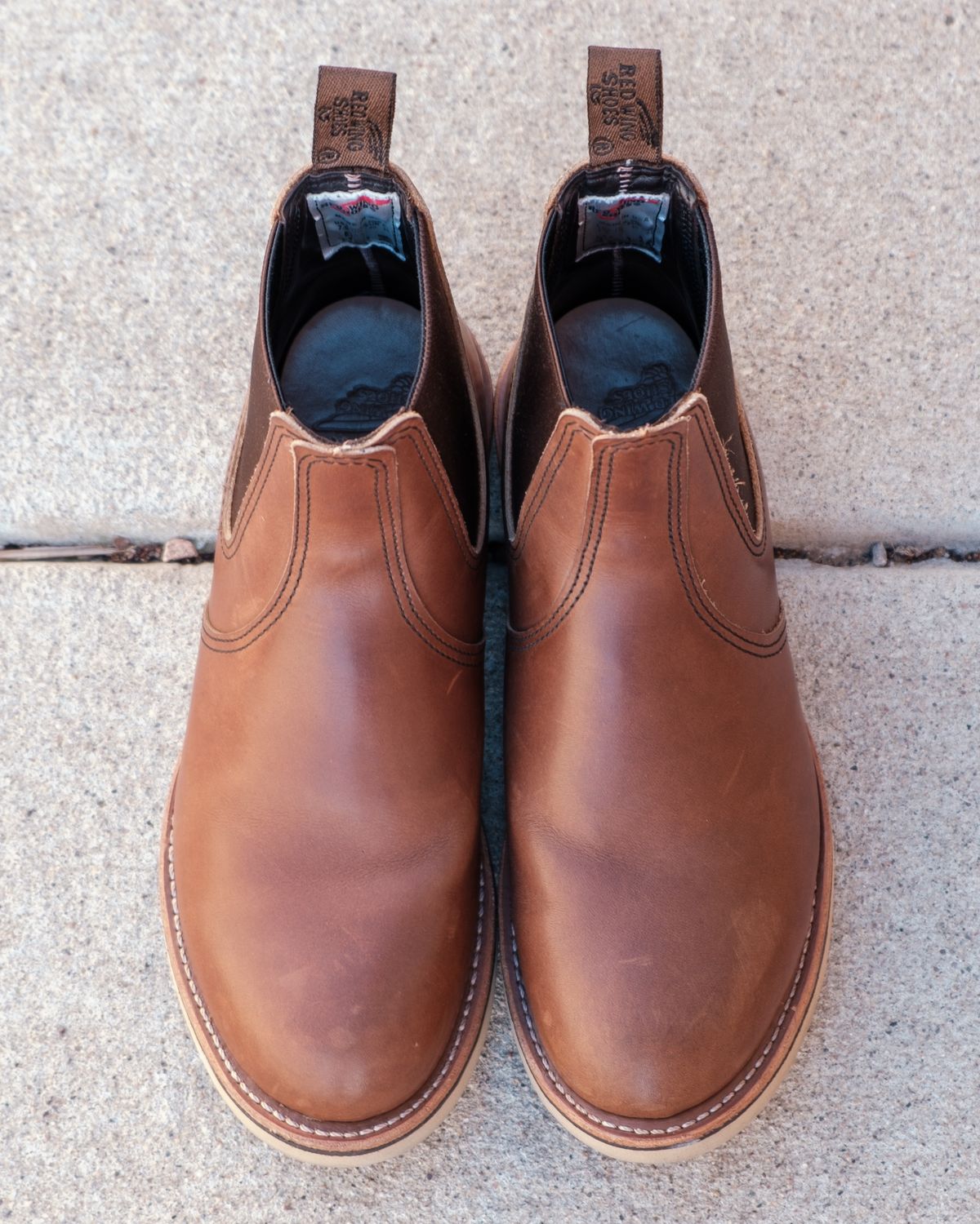 Photo by stitchedsoles on March 5, 2024 of the Red Wing Classic Chelsea in S.B. Foot Amber Harness.
