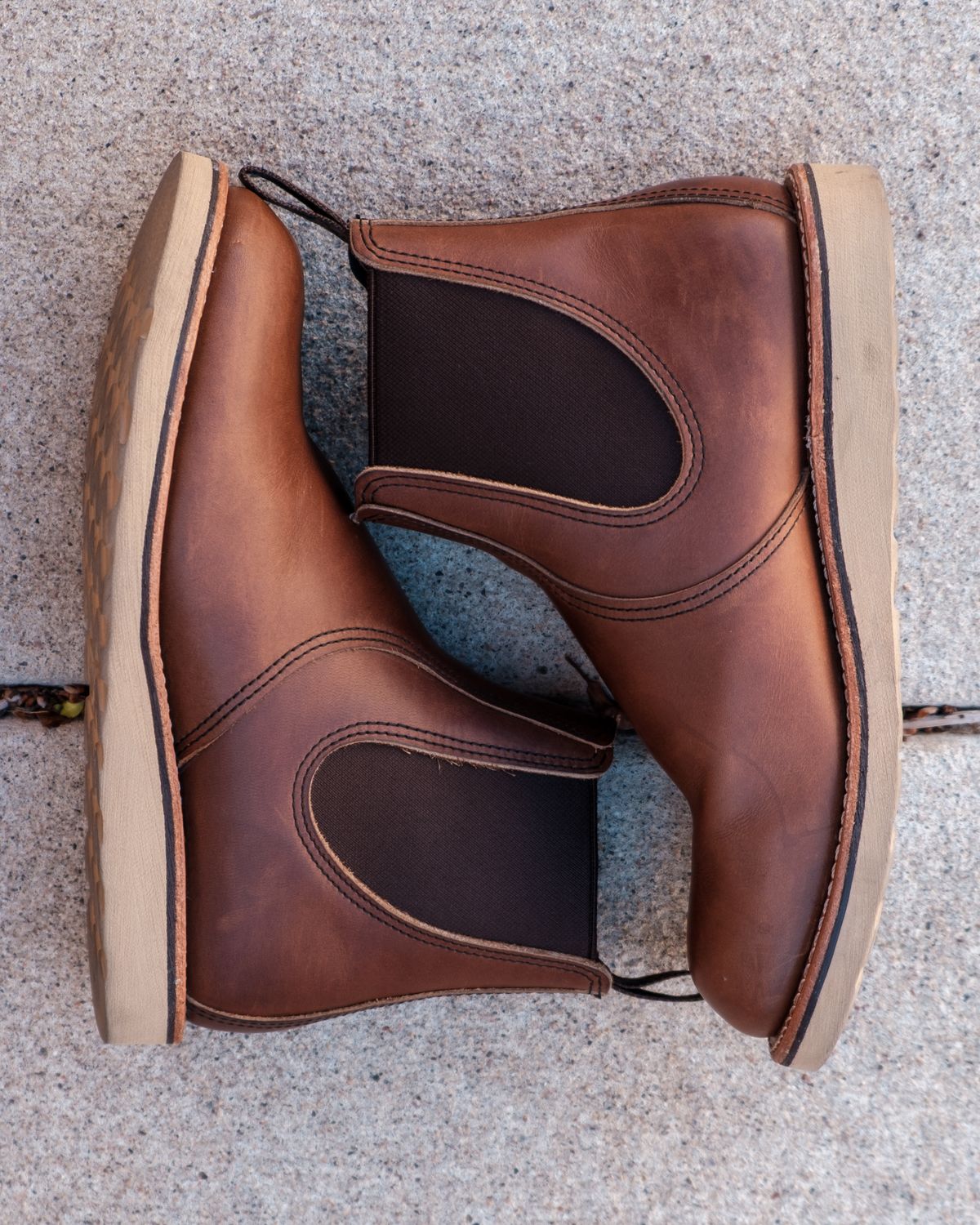 Photo by stitchedsoles on April 3, 2024 of the Red Wing Classic Chelsea in S.B. Foot Amber Harness.