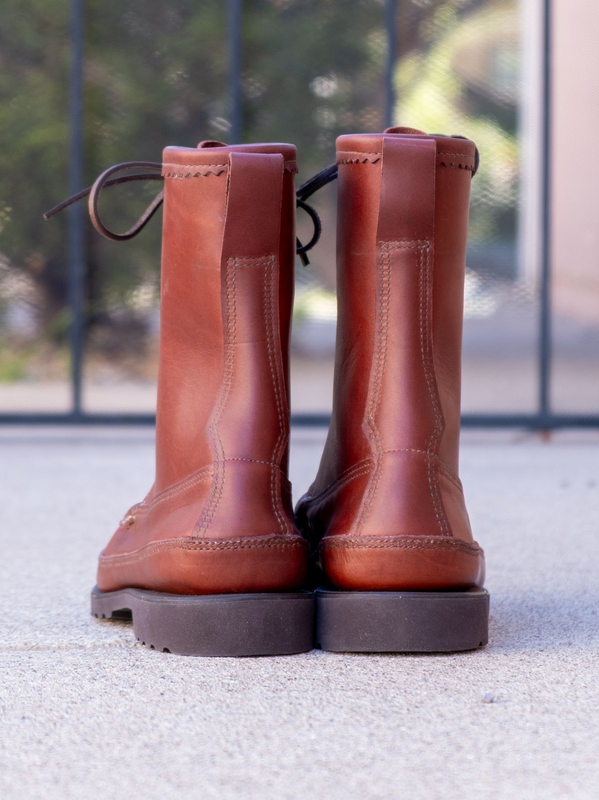 Photo by stitchedsoles on October 1, 2025 of the Russell Moccasin Co. South 40 Birdshooter in Walnut Timberjack.