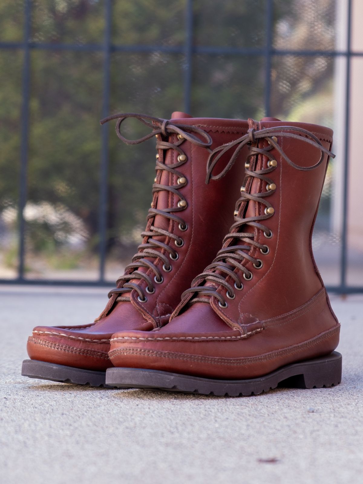 Photo by stitchedsoles on October 1, 2025 of the Russell Moccasin Co. South 40 Birdshooter in Walnut Timberjack.