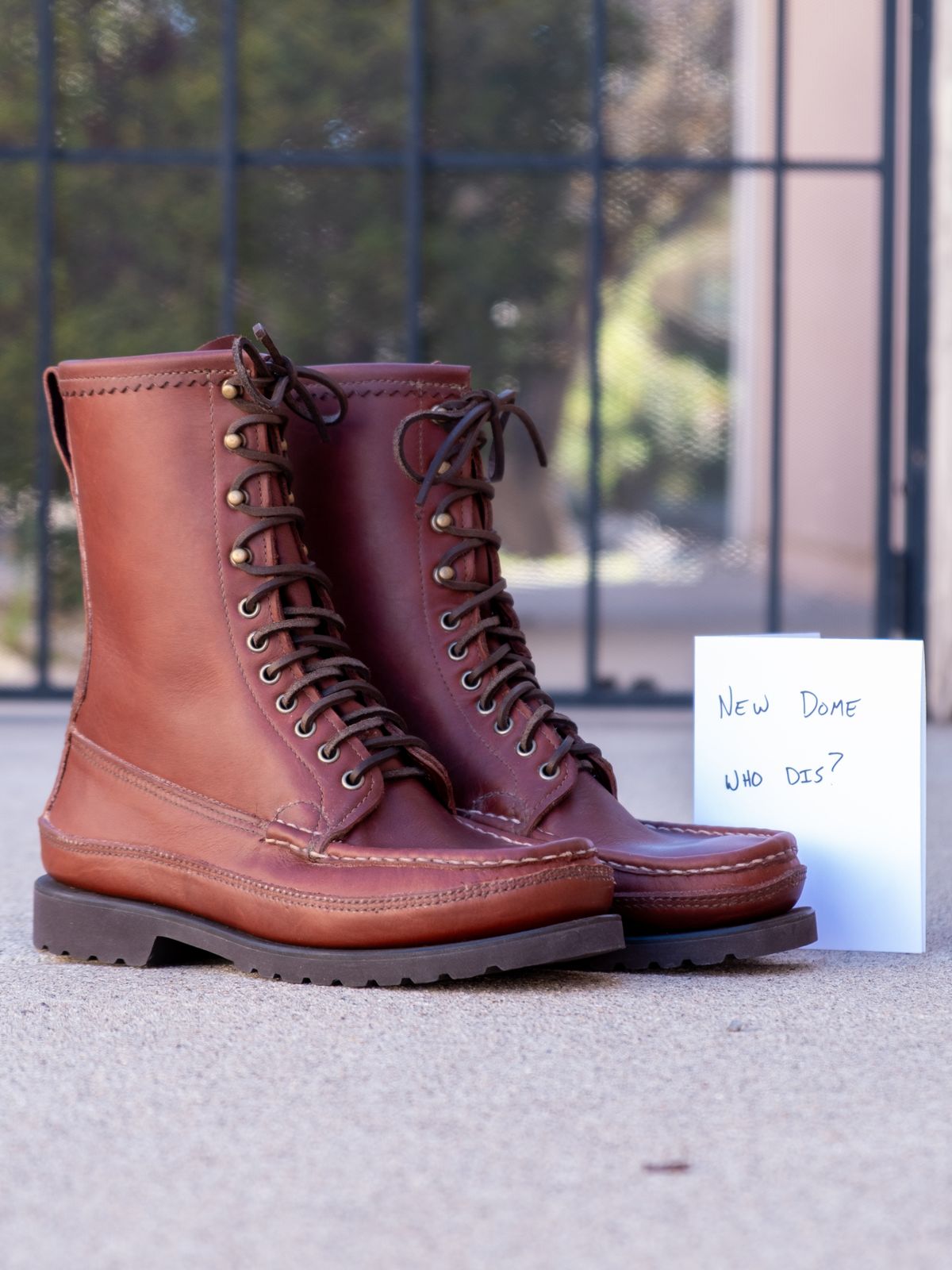 Photo by stitchedsoles on October 1, 2025 of the Russell Moccasin Co. South 40 Birdshooter in Walnut Timberjack.