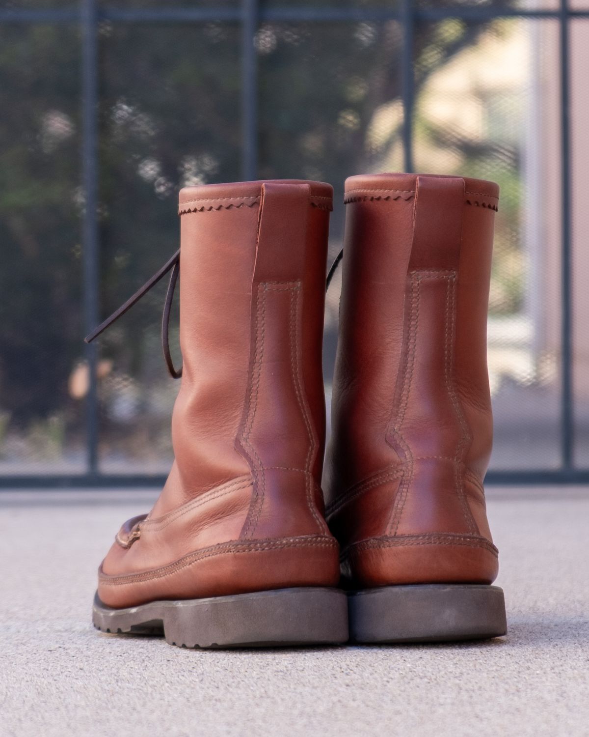 Photo by stitchedsoles on November 5, 2025 of the Russell Moccasin Co. South 40 Birdshooter in Walnut Timberjack.