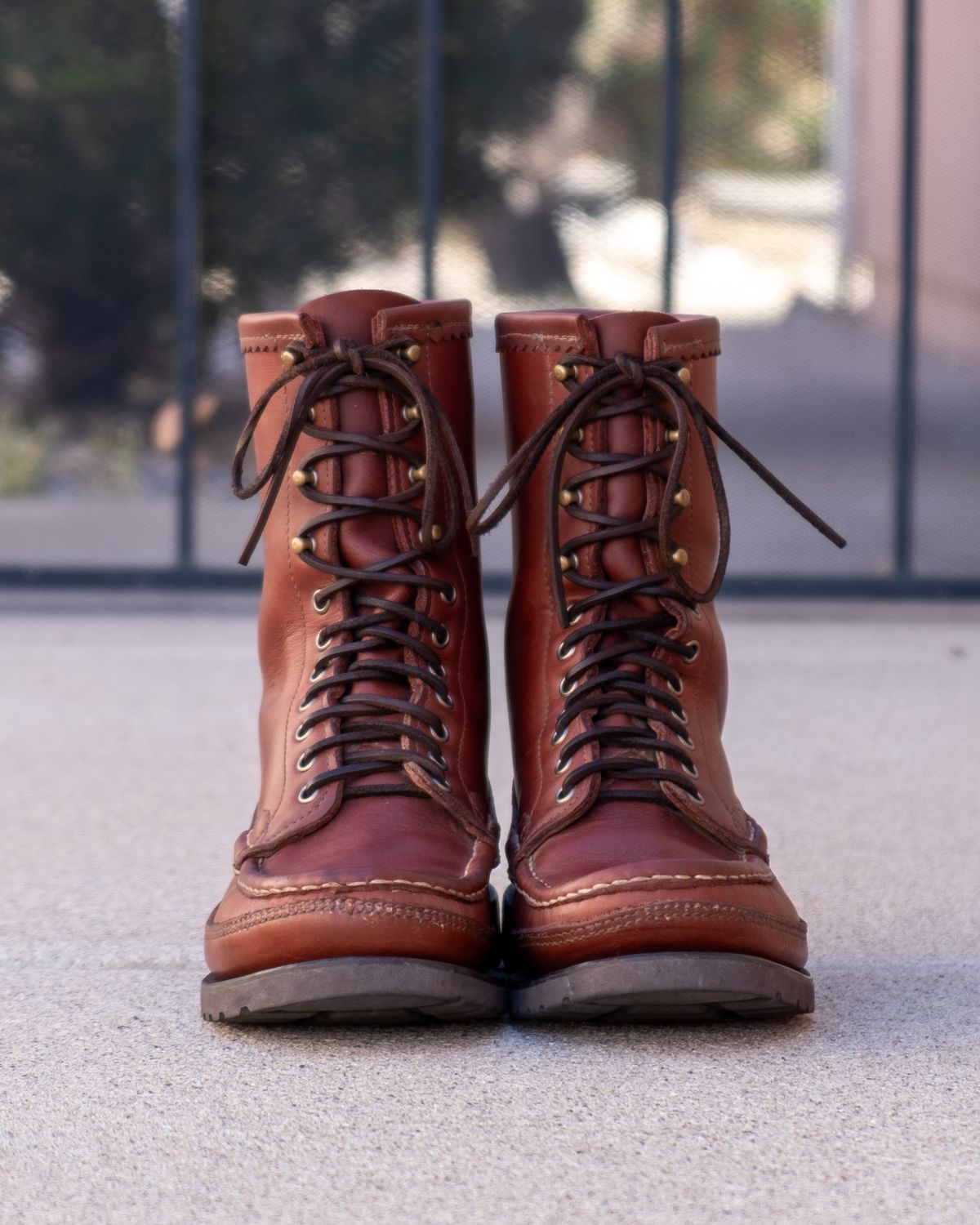 Photo by stitchedsoles on November 5, 2025 of the Russell Moccasin Co. South 40 Birdshooter in Walnut Timberjack.