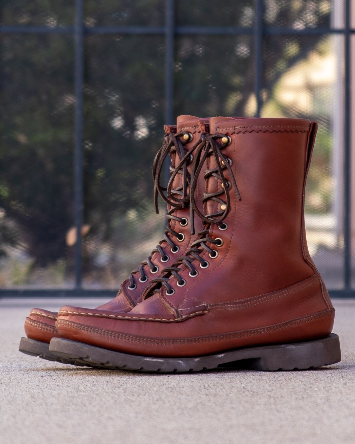 Photo by stitchedsoles on November 5, 2025 of the Russell Moccasin Co. South 40 Birdshooter in Walnut Timberjack.