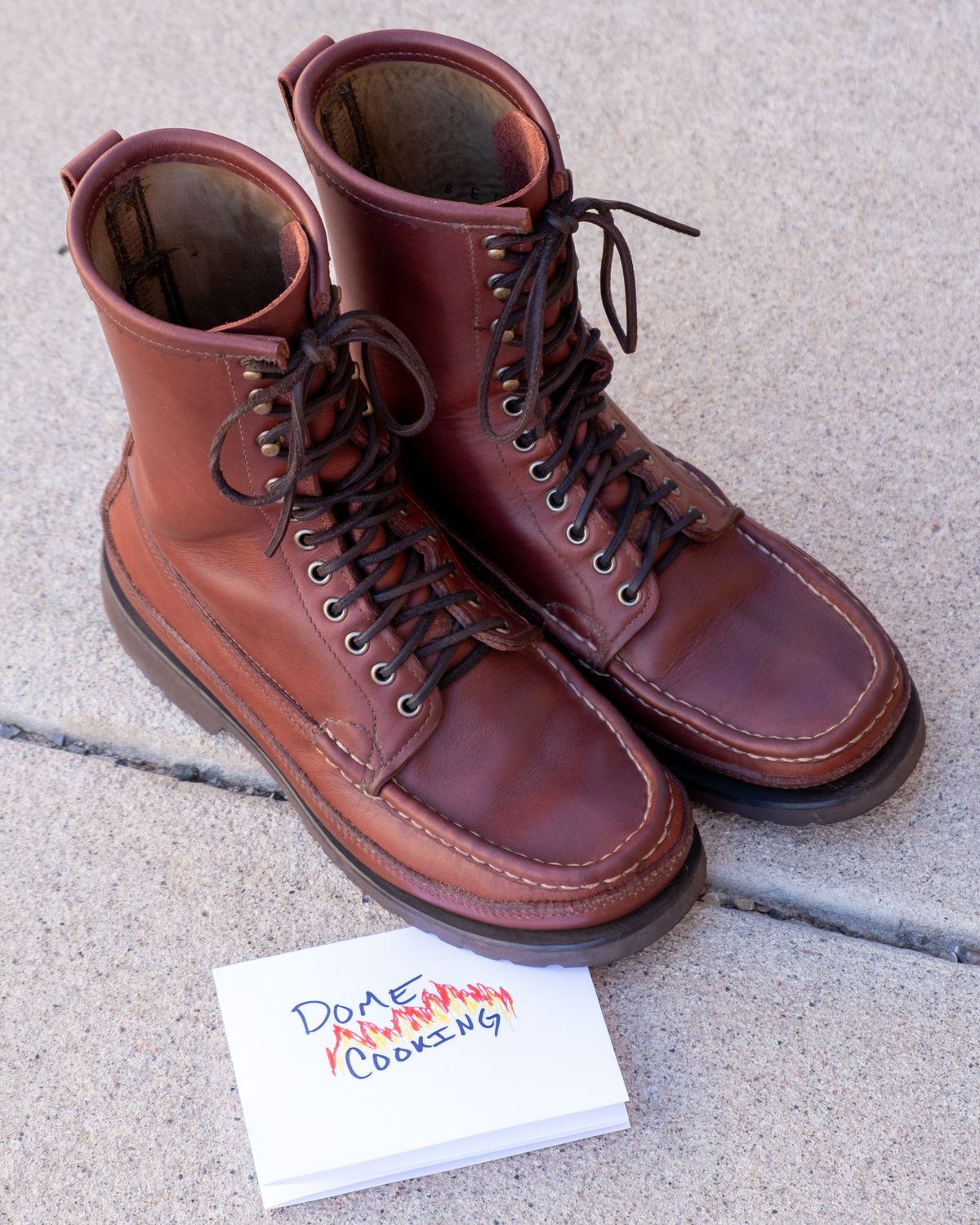 Photo by stitchedsoles on November 5, 2025 of the Russell Moccasin Co. South 40 Birdshooter in Walnut Timberjack.