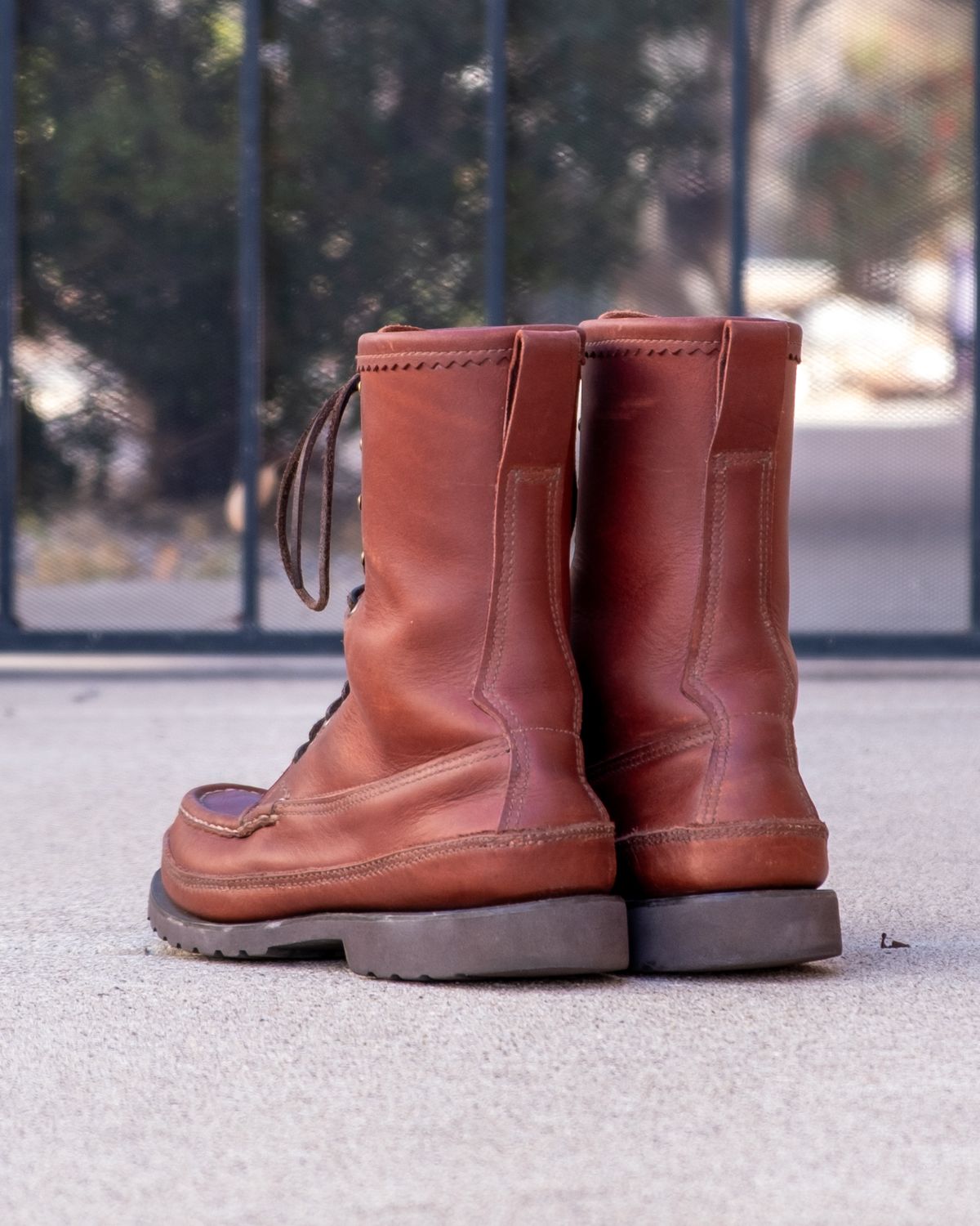 Photo by stitchedsoles on January 5, 2026 of the Russell Moccasin Co. South 40 Birdshooter in Walnut Timberjack.