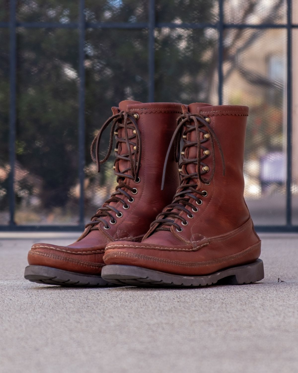 Photo by stitchedsoles on January 5, 2026 of the Russell Moccasin Co. South 40 Birdshooter in Walnut Timberjack.