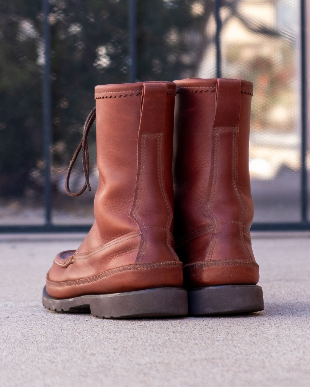 Photo by stitchedsoles on February 3, 2026 of the Russell Moccasin Co. South 40 Birdshooter in Walnut Timberjack.