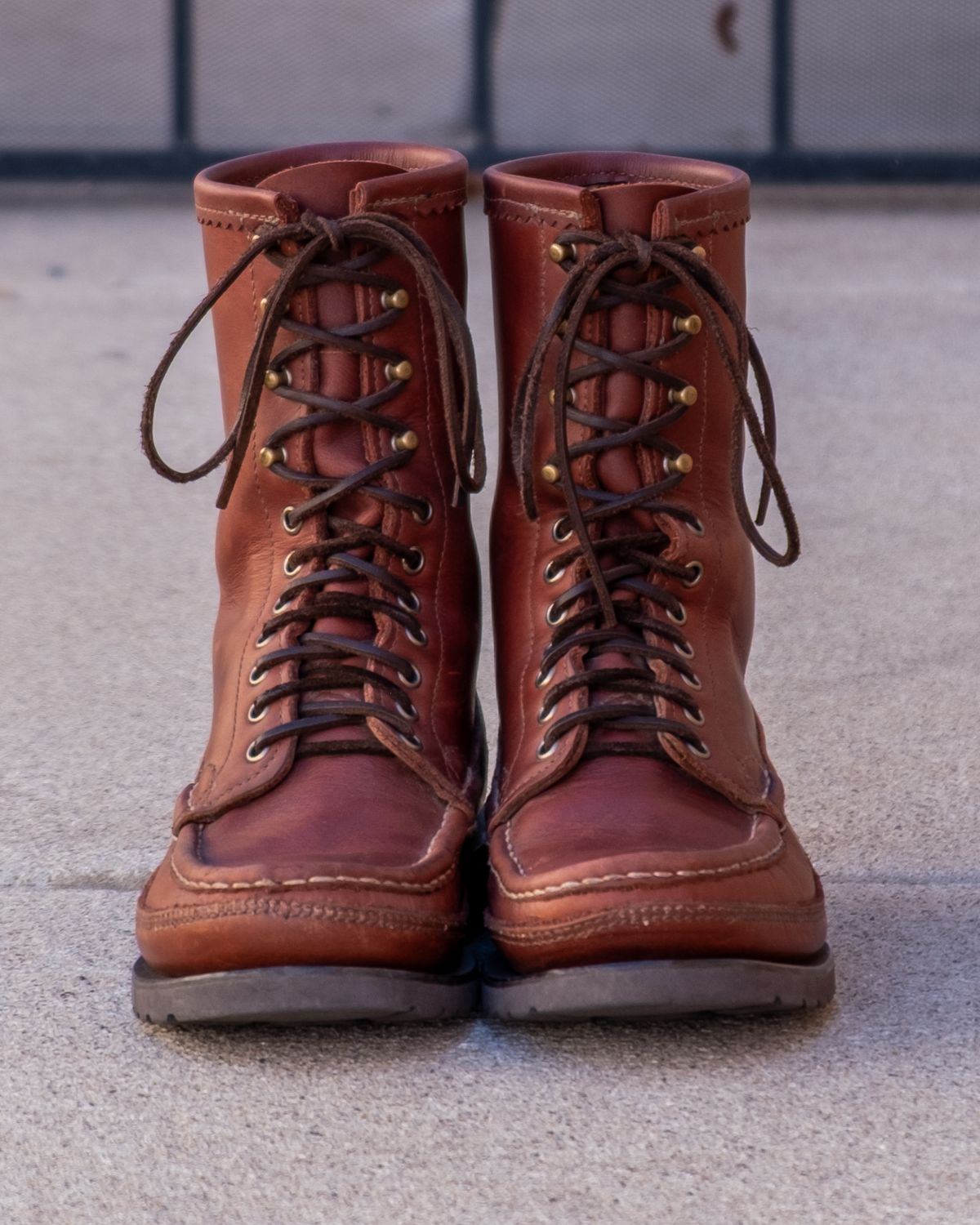 Photo by stitchedsoles on February 3, 2026 of the Russell Moccasin Co. South 40 Birdshooter in Walnut Timberjack.