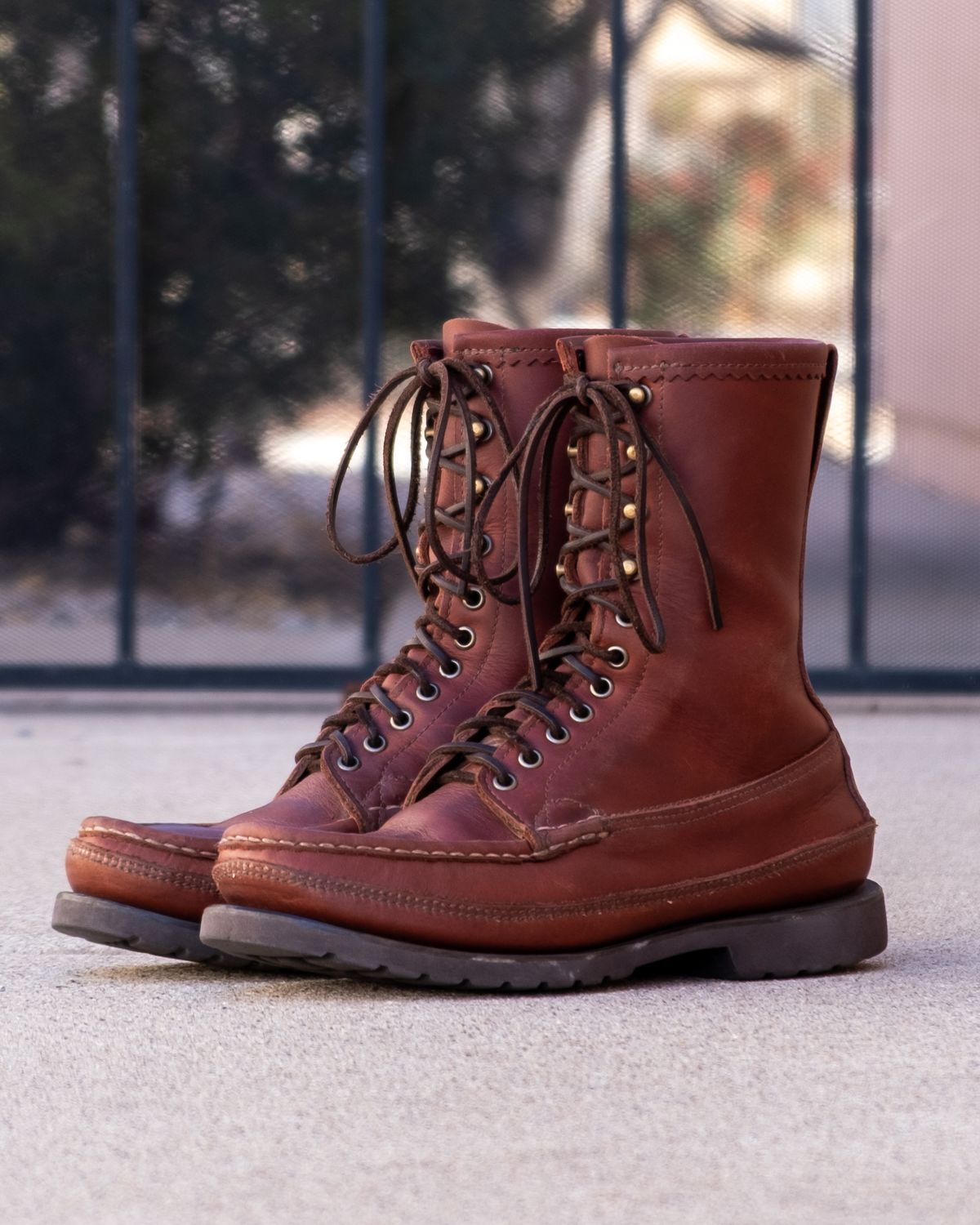 Photo by stitchedsoles on February 3, 2026 of the Russell Moccasin Co. South 40 Birdshooter in Walnut Timberjack.