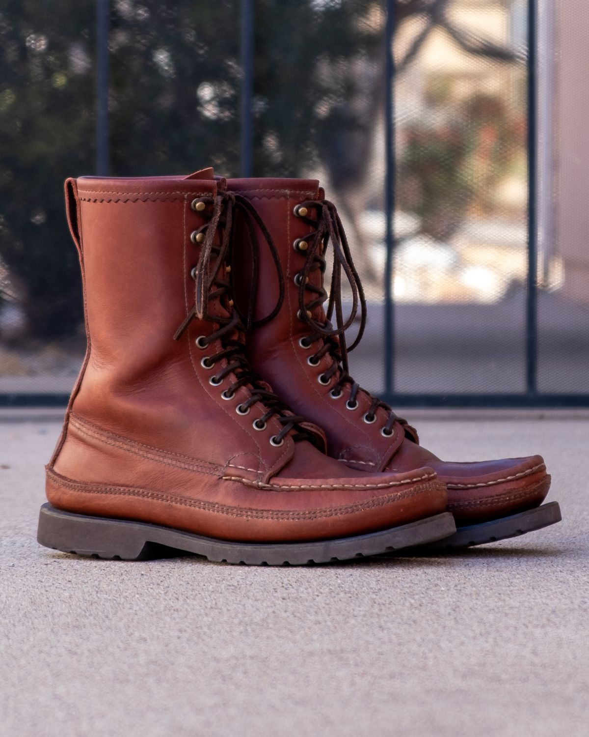 Photo by stitchedsoles on February 3, 2026 of the Russell Moccasin Co. South 40 Birdshooter in Walnut Timberjack.