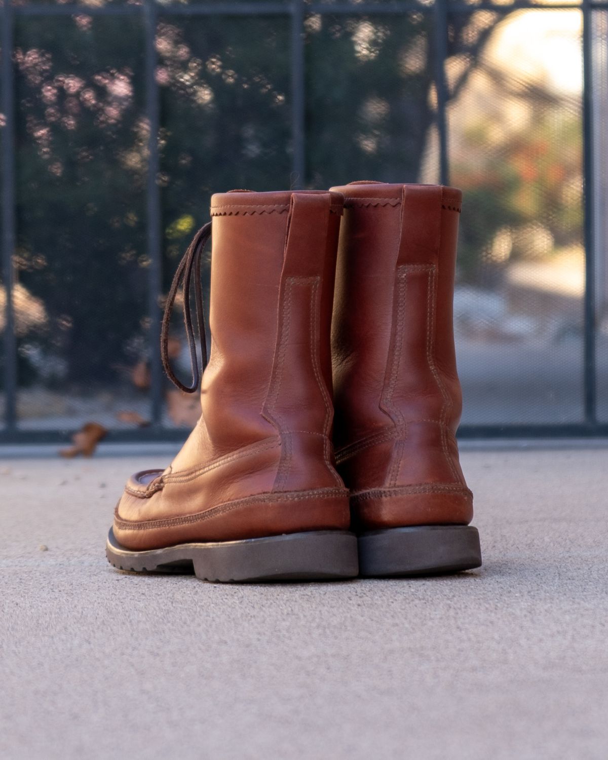 Photo by stitchedsoles on March 6, 2026 of the Russell Moccasin Co. South 40 Birdshooter in Walnut Timberjack.