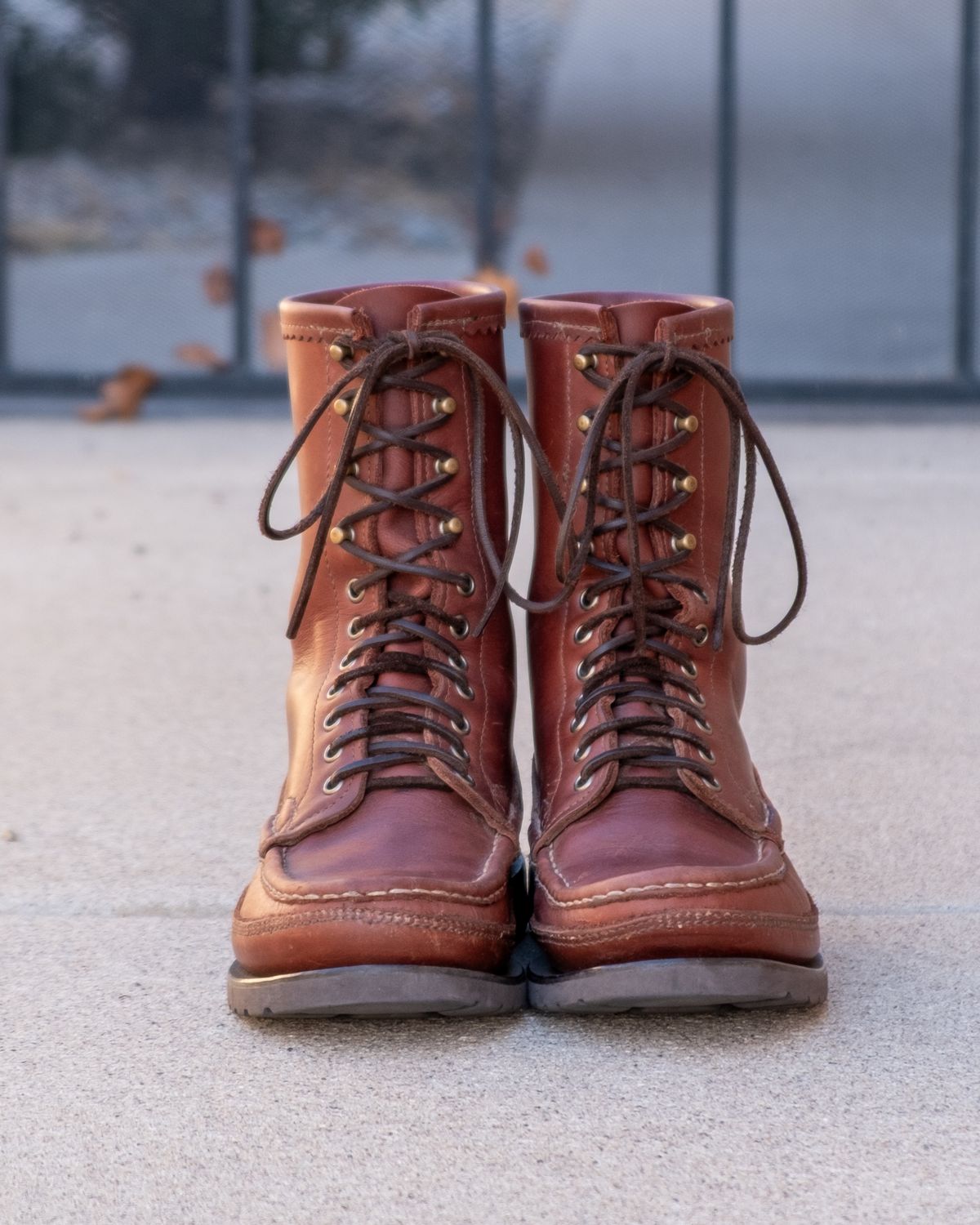 Photo by stitchedsoles on March 6, 2026 of the Russell Moccasin Co. South 40 Birdshooter in Walnut Timberjack.