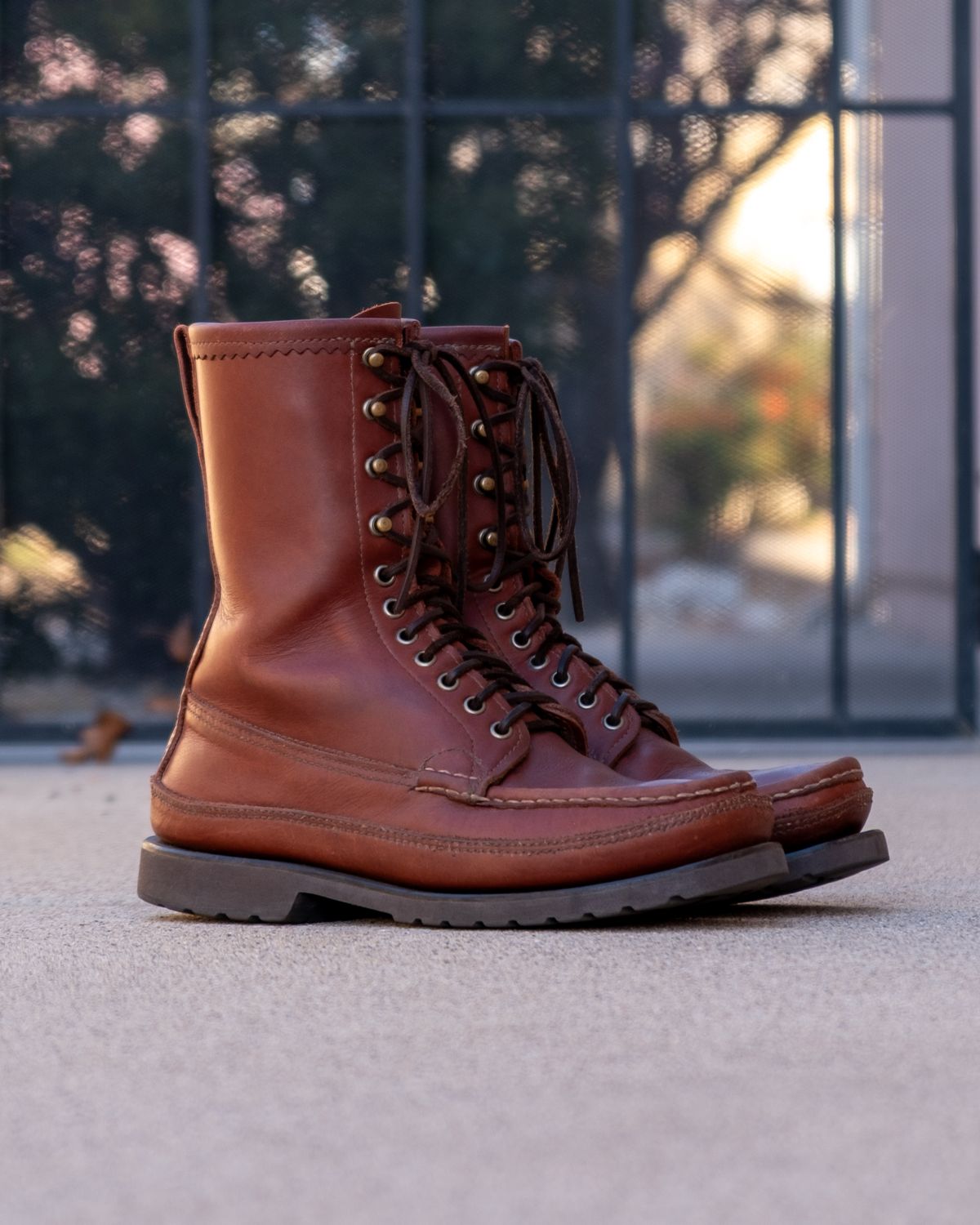 Photo by stitchedsoles on March 6, 2026 of the Russell Moccasin Co. South 40 Birdshooter in Walnut Timberjack.