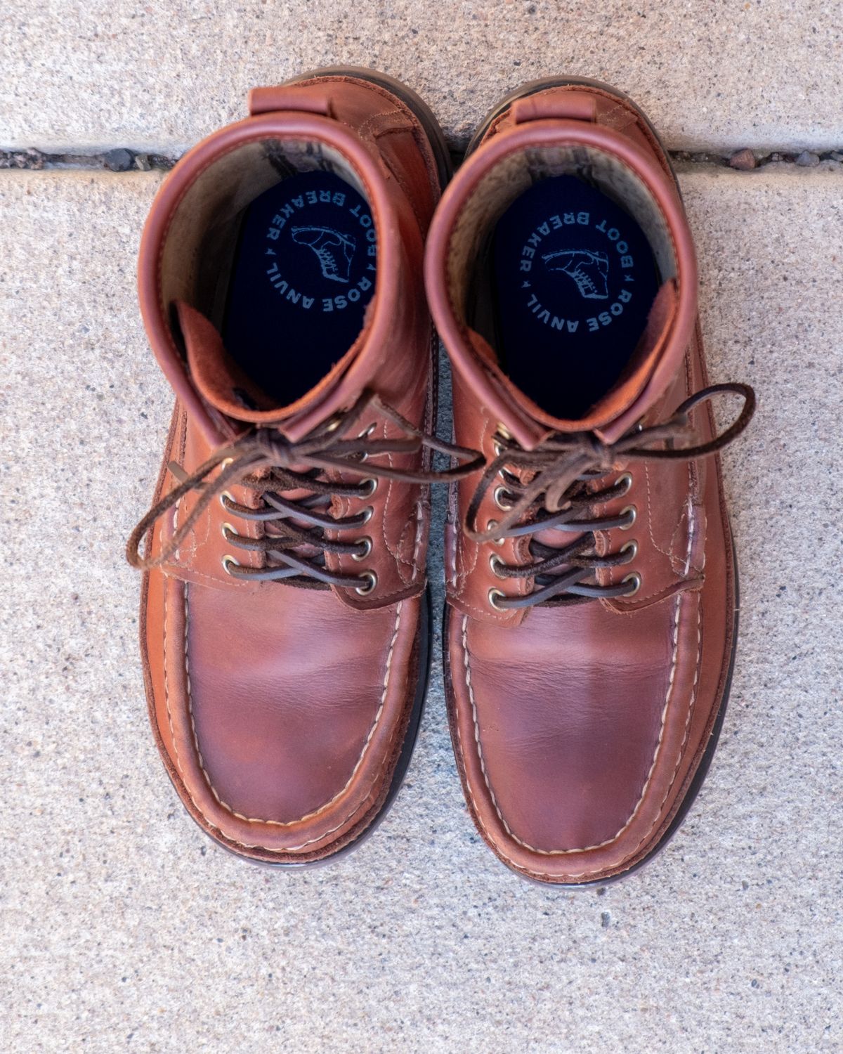 Photo by stitchedsoles on March 6, 2026 of the Russell Moccasin Co. South 40 Birdshooter in Walnut Timberjack.