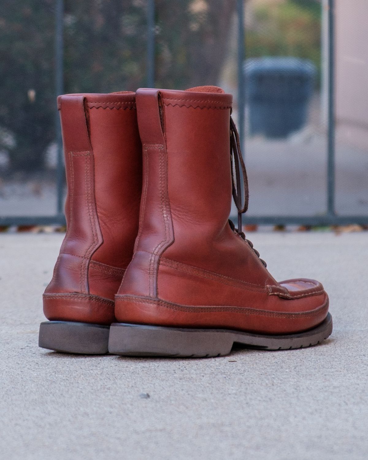 Photo by stitchedsoles on April 6, 2026 of the Russell Moccasin Co. South 40 Birdshooter in Walnut Timberjack.