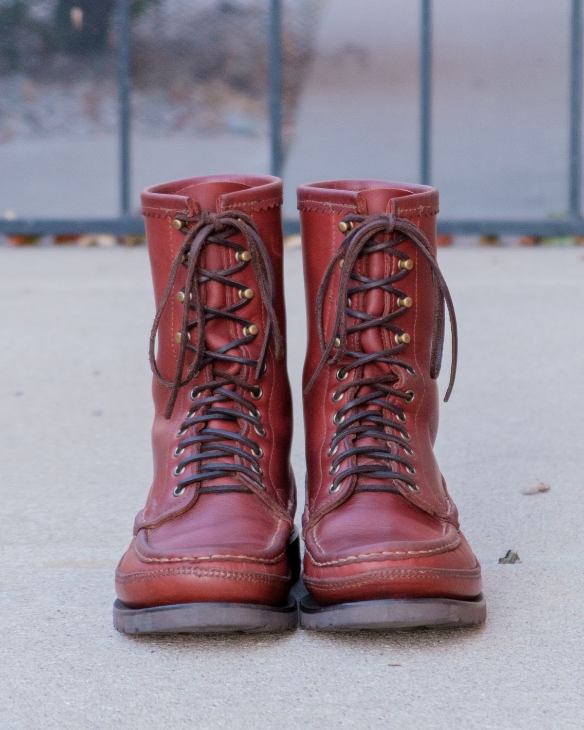 Photo by stitchedsoles on April 6, 2026 of the Russell Moccasin Co. South 40 Birdshooter in Walnut Timberjack.