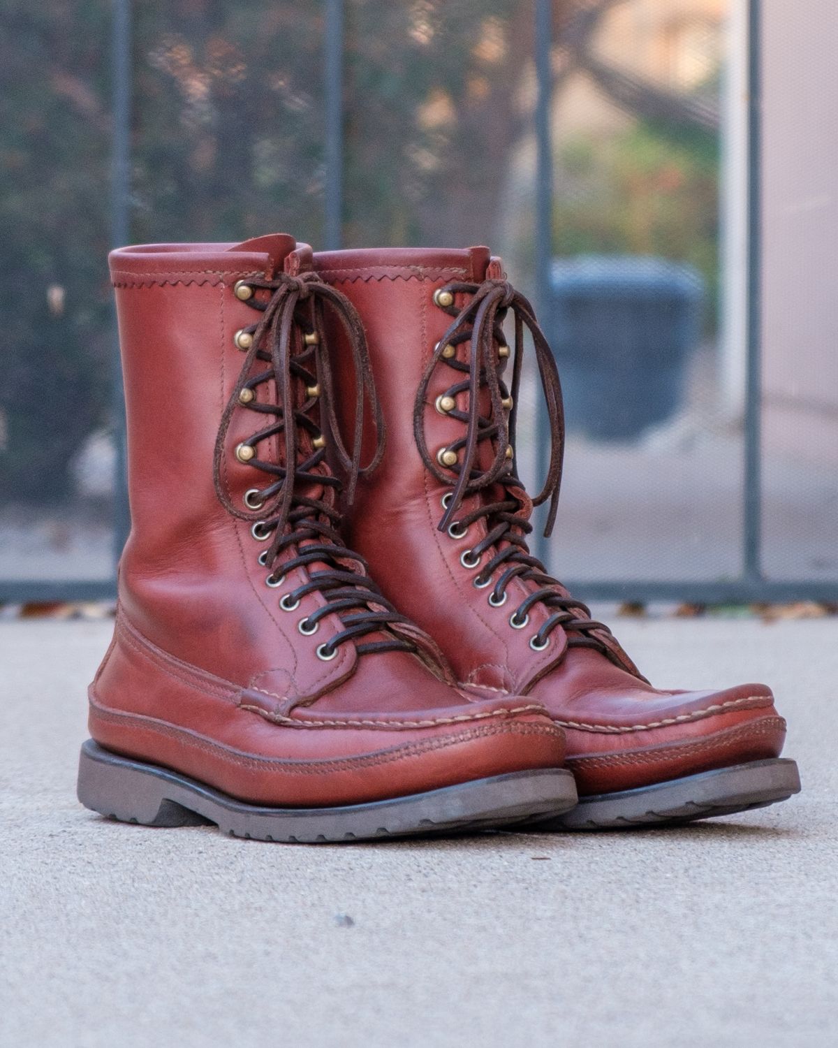 Photo by stitchedsoles on April 6, 2026 of the Russell Moccasin Co. South 40 Birdshooter in Walnut Timberjack.