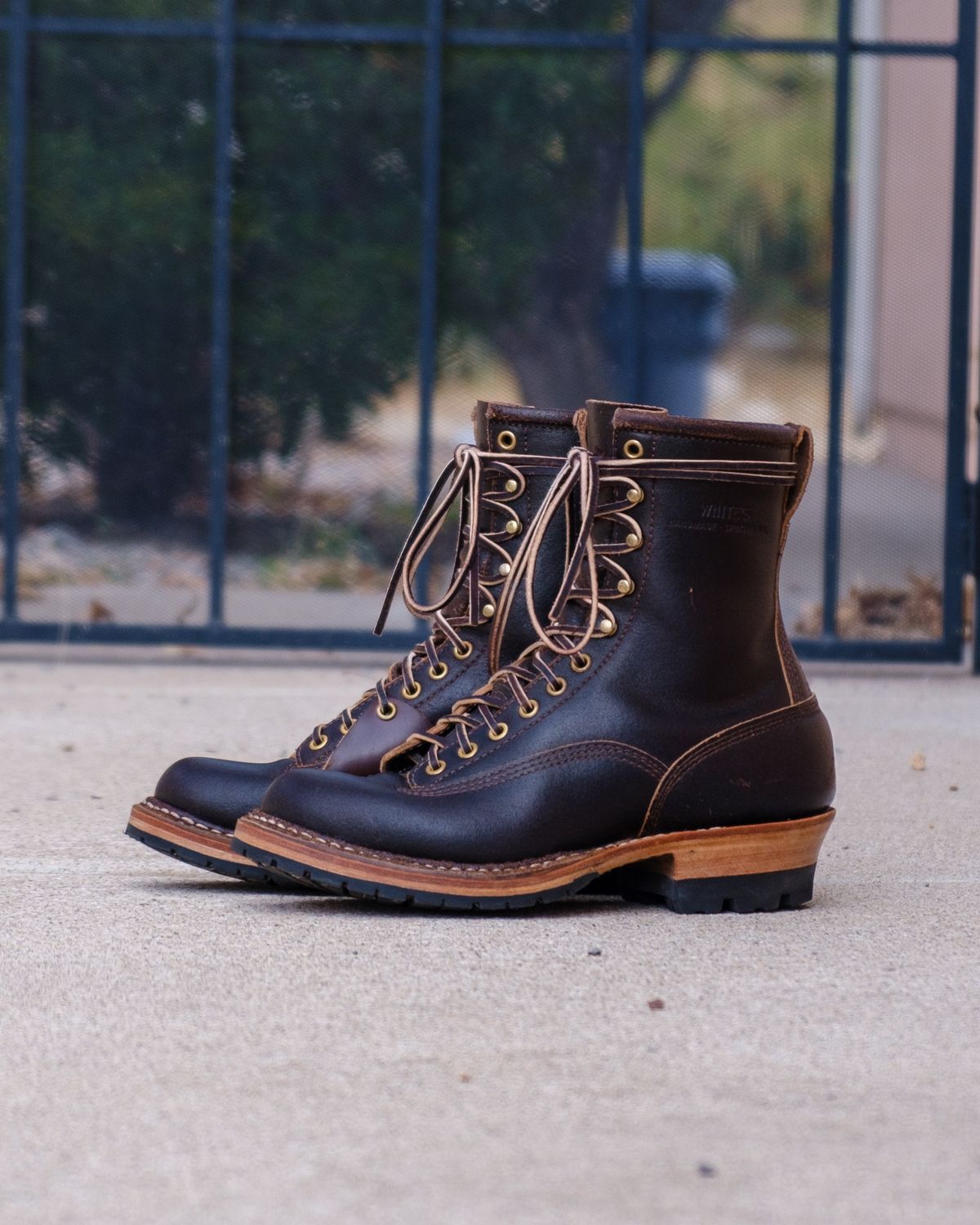 Photo by stitchedsoles on November 4, 2024 of the White's Custom Model in Horween Dark Brown Waxed Flesh.