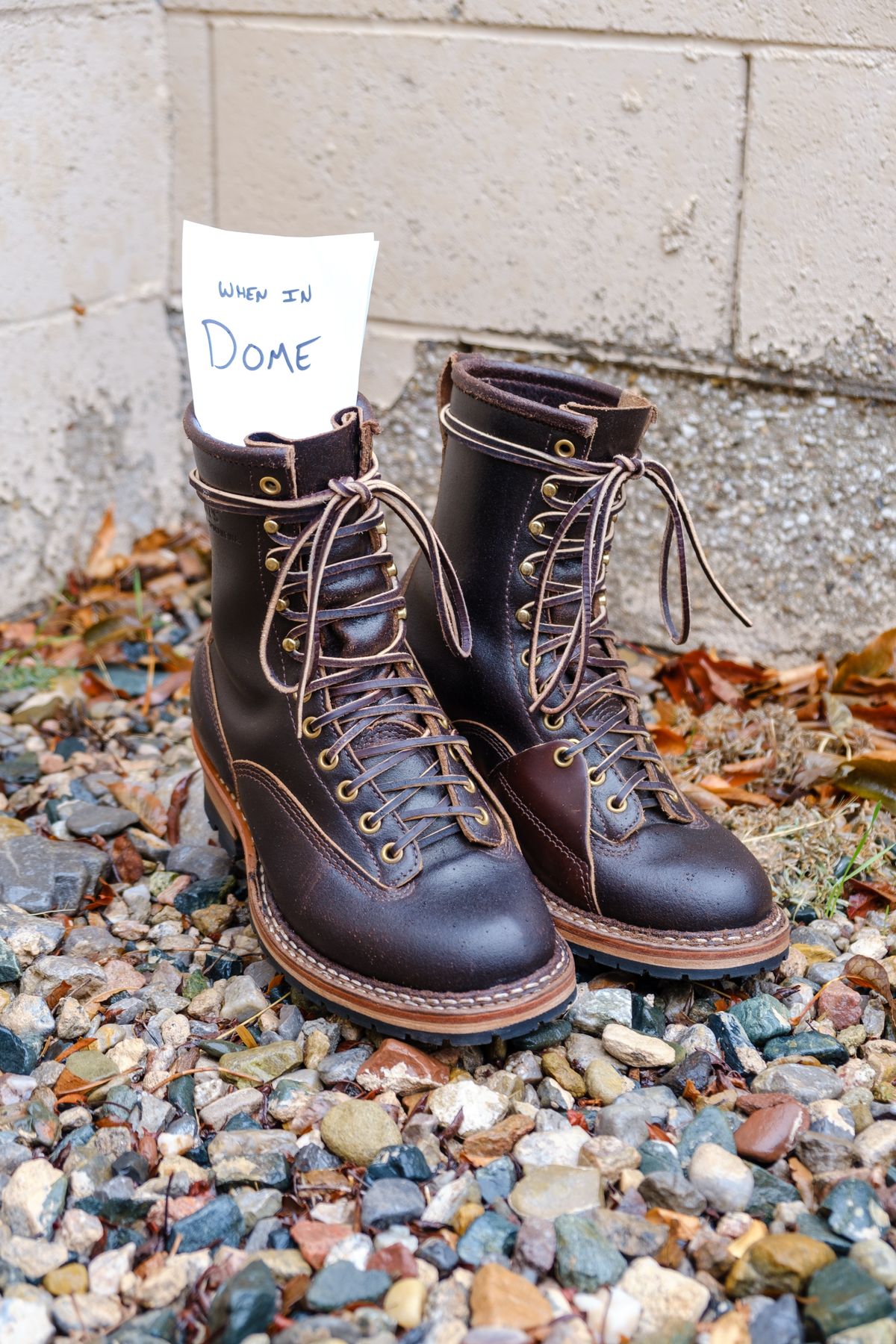 Photo by stitchedsoles on November 4, 2024 of the White's Custom Model in Horween Dark Brown Waxed Flesh.