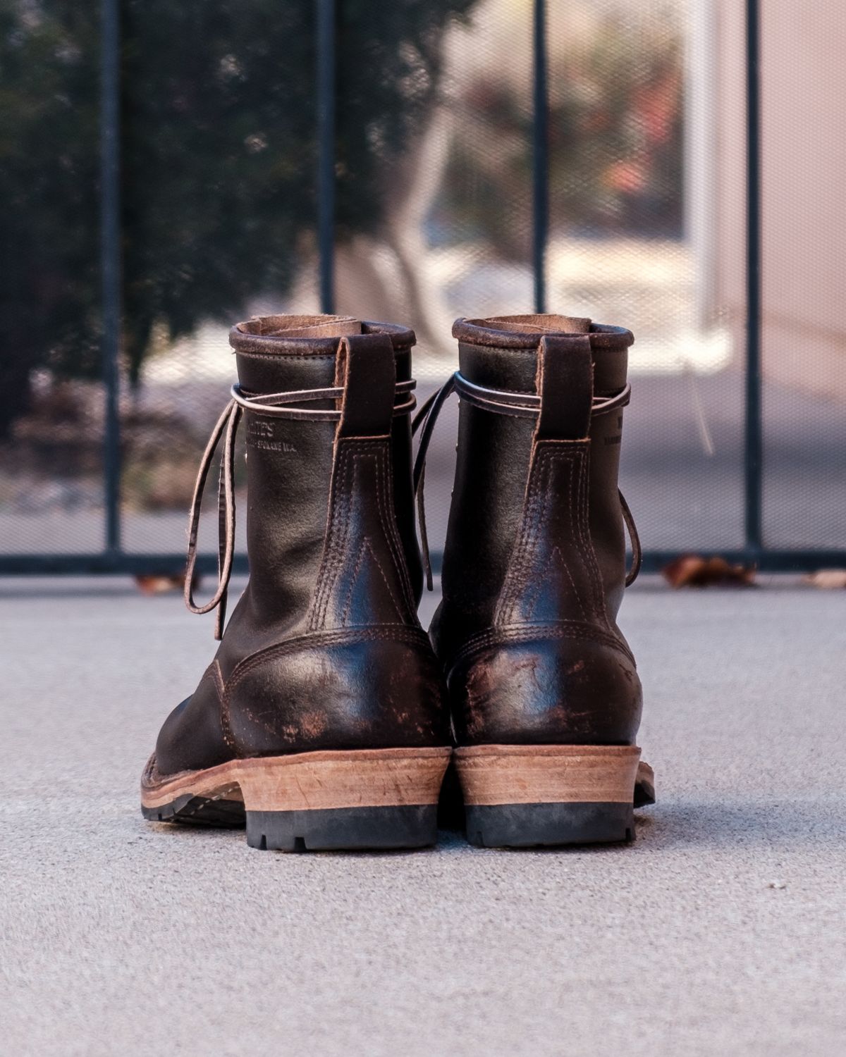 Photo by stitchedsoles on January 5, 2025 of the White's Custom Model in Horween Dark Brown Waxed Flesh.