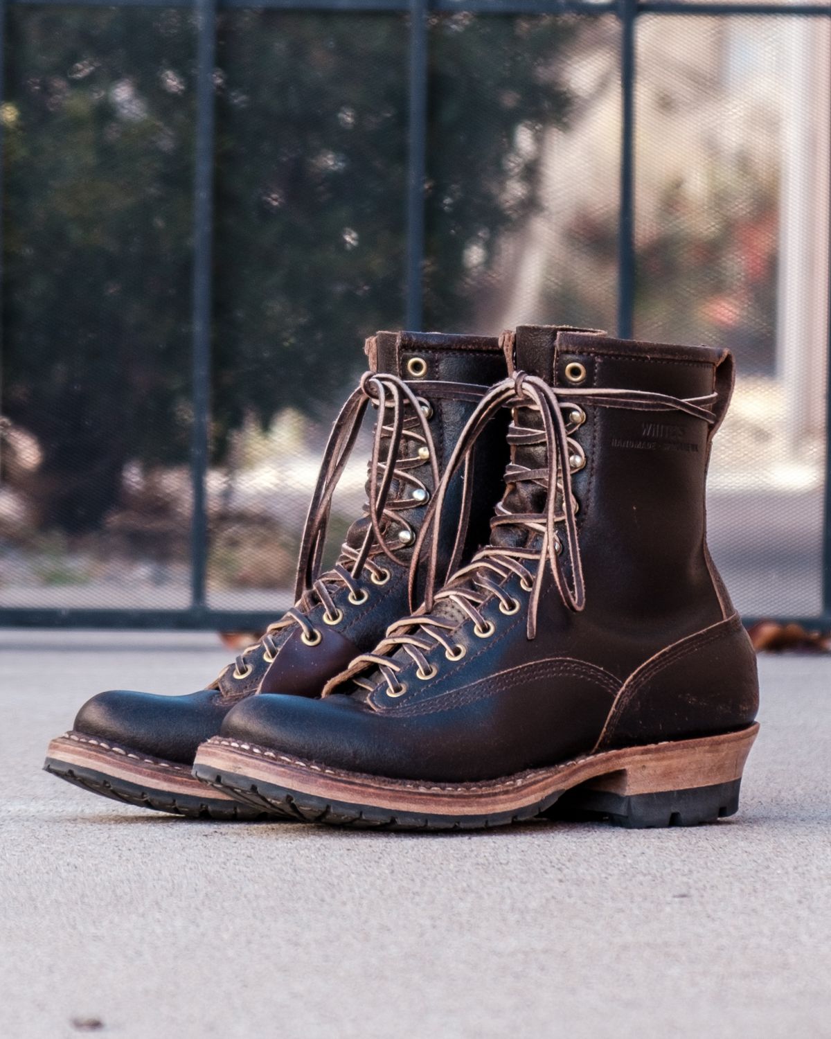 Photo by stitchedsoles on January 5, 2025 of the White's Custom Model in Horween Dark Brown Waxed Flesh.