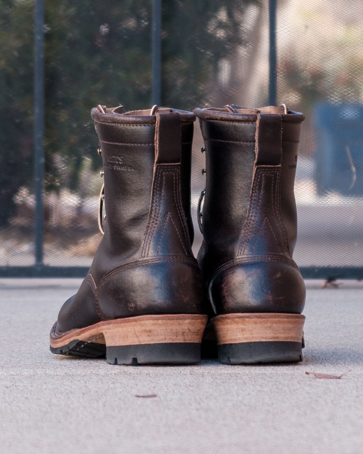 Photo by stitchedsoles on February 3, 2025 of the White's Custom Model in Horween Dark Brown Waxed Flesh.