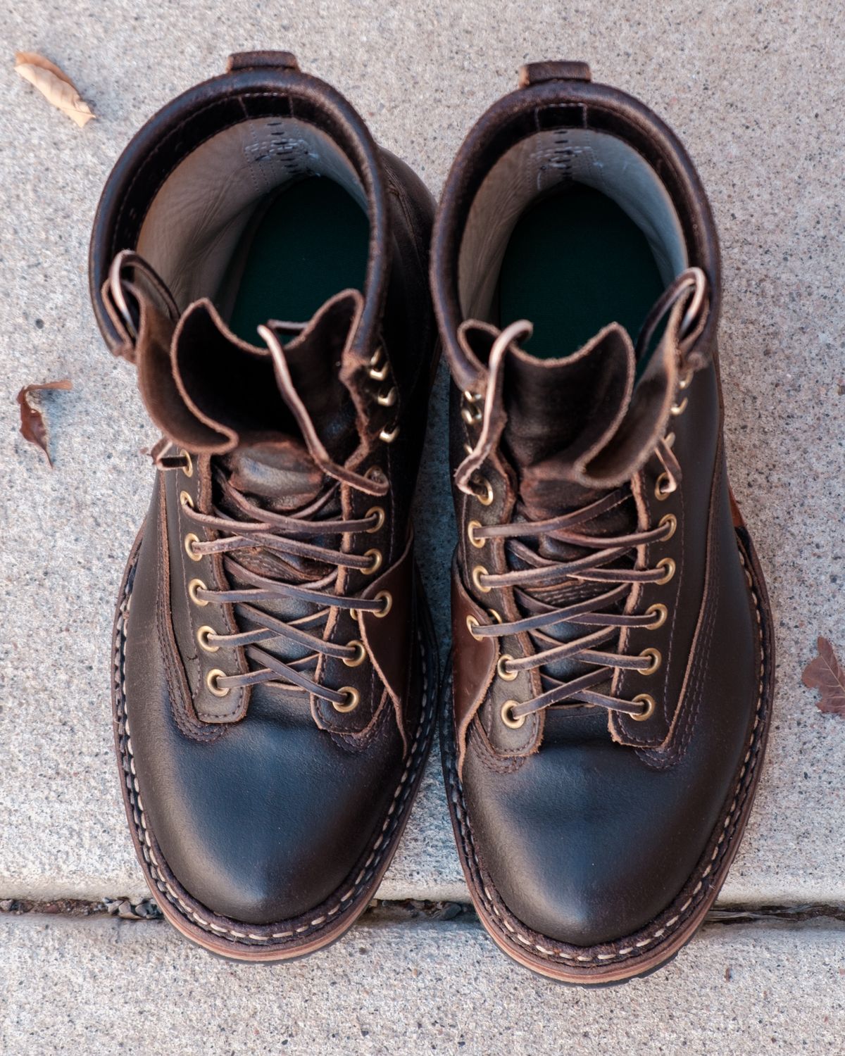 Photo by stitchedsoles on February 3, 2025 of the White's Custom Model in Horween Dark Brown Waxed Flesh.