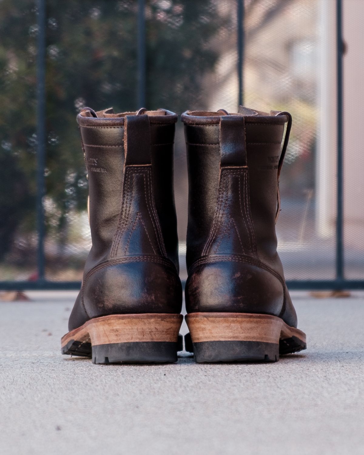 Photo by stitchedsoles on March 5, 2025 of the White's Custom Model in Horween Dark Brown Waxed Flesh.