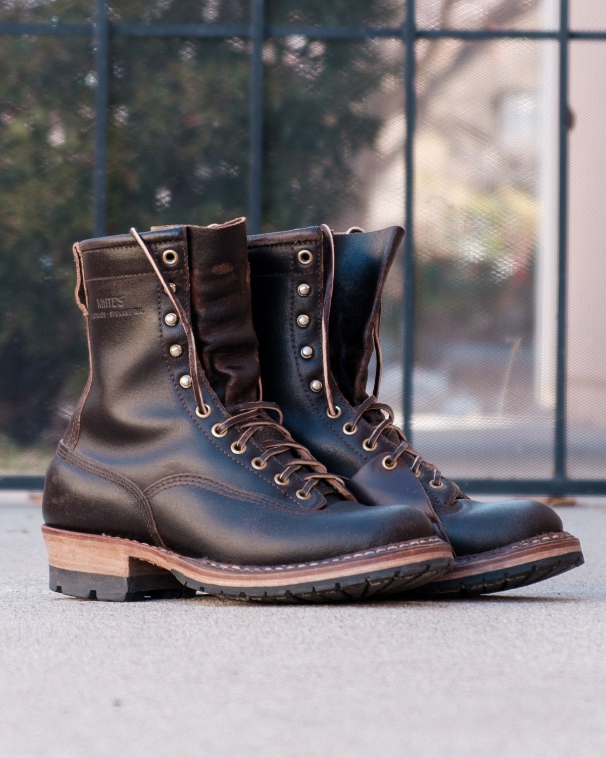 Photo by stitchedsoles on March 5, 2025 of the White's Custom Model in Horween Dark Brown Waxed Flesh.