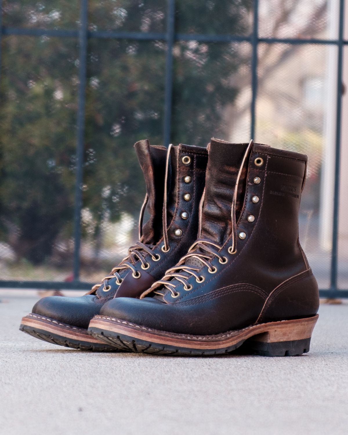 Photo by stitchedsoles on March 5, 2025 of the White's Custom Model in Horween Dark Brown Waxed Flesh.