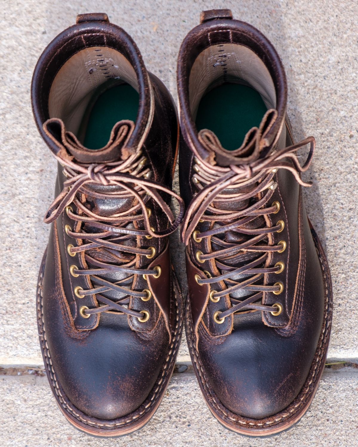 Photo by stitchedsoles on April 4, 2025 of the White's Custom Model in Horween Dark Brown Waxed Flesh.