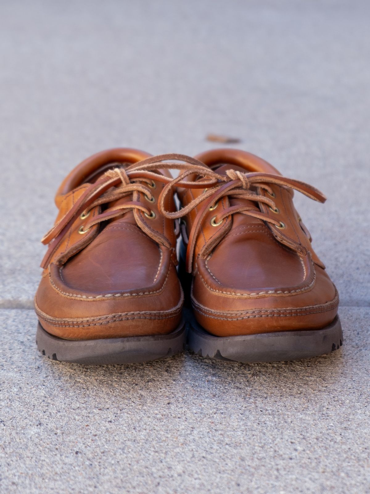 Photo by stitchedsoles on October 1, 2025 of the Russell Moccasin Co. Unknown Model in French Veal.