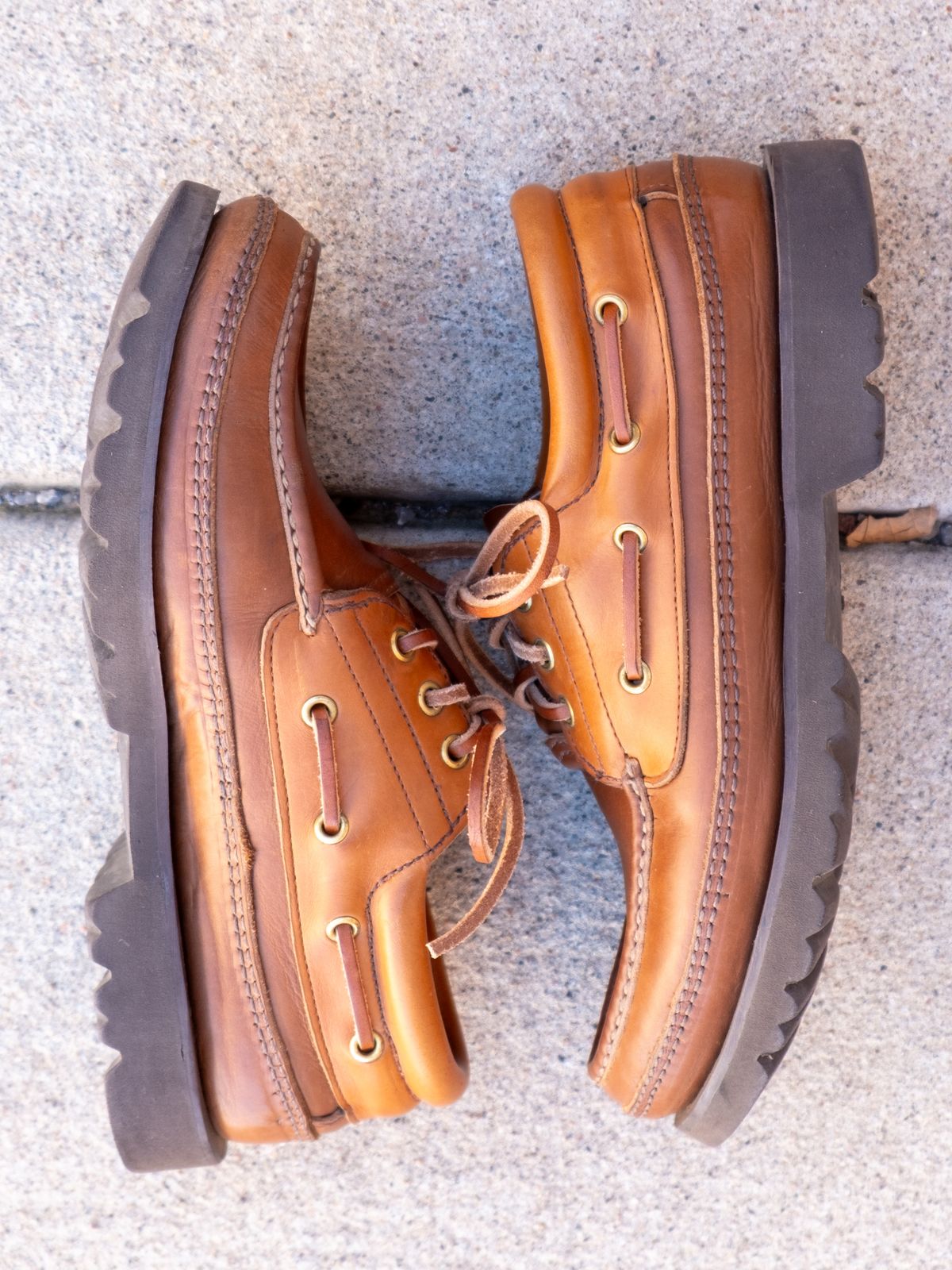 Photo by stitchedsoles on October 1, 2025 of the Russell Moccasin Co. Unknown Model in French Veal.