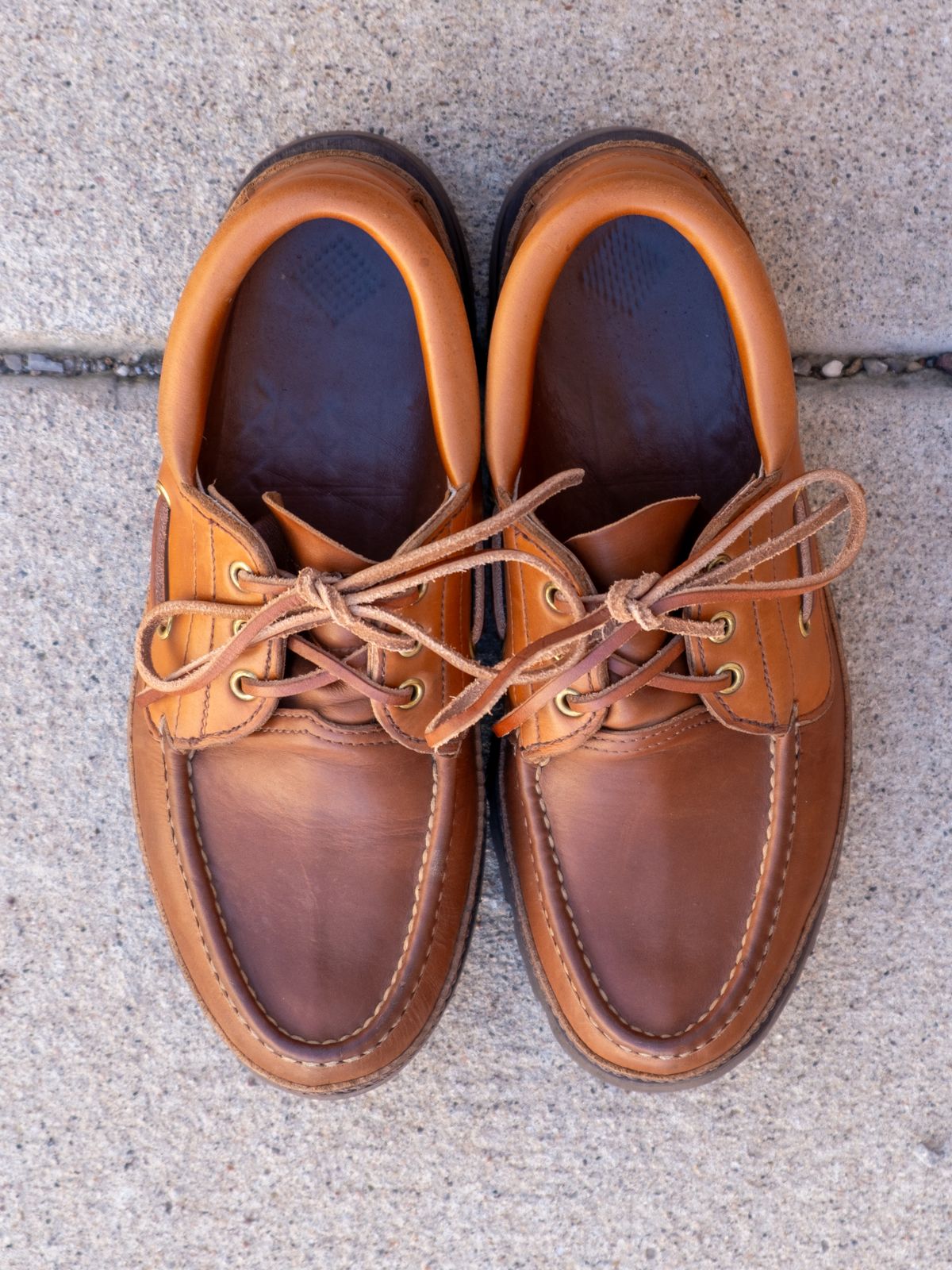 Photo by stitchedsoles on October 1, 2025 of the Russell Moccasin Co. Unknown Model in French Veal.