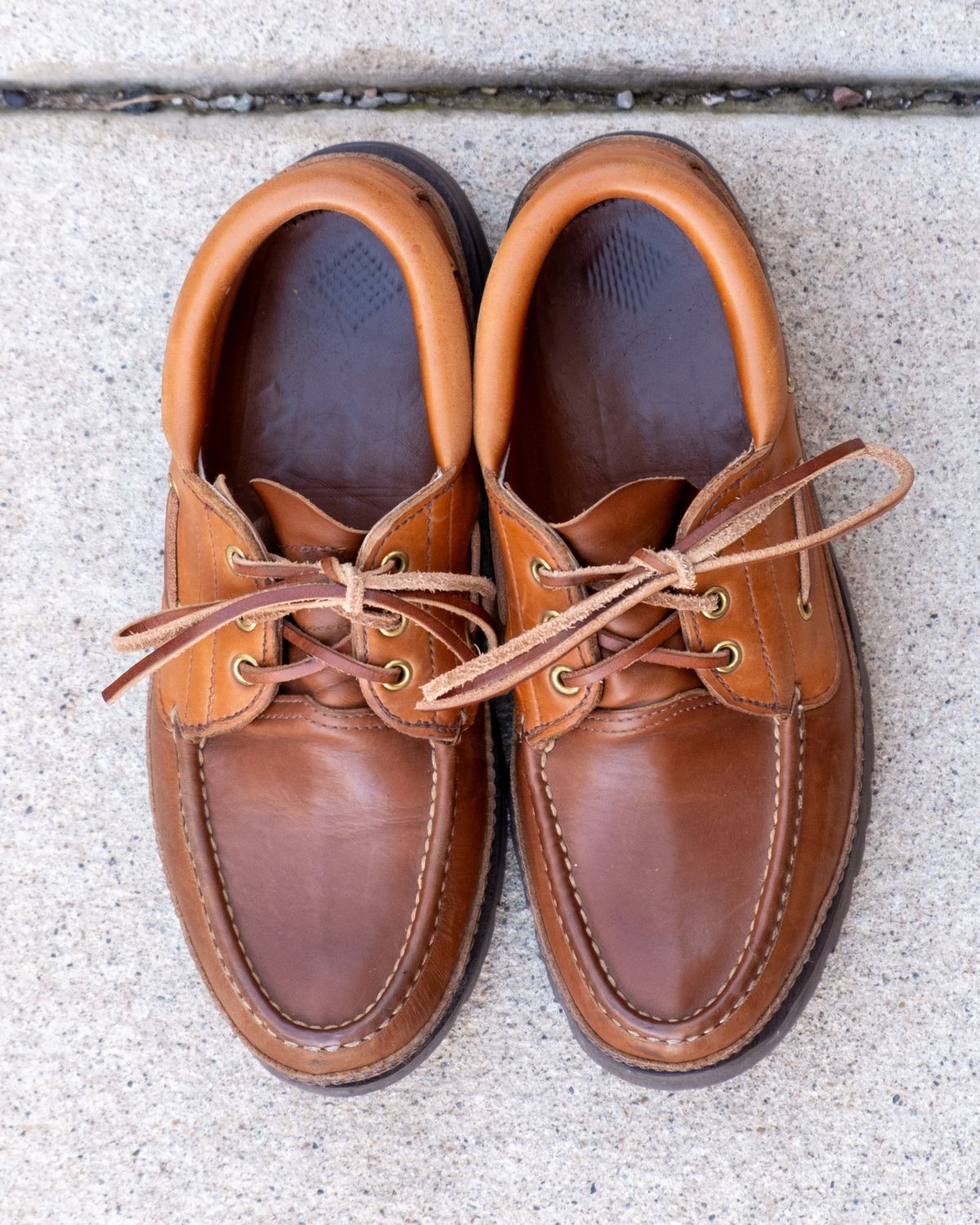 Photo by stitchedsoles on December 5, 2025 of the Russell Moccasin Co. Unknown Model in French Veal.