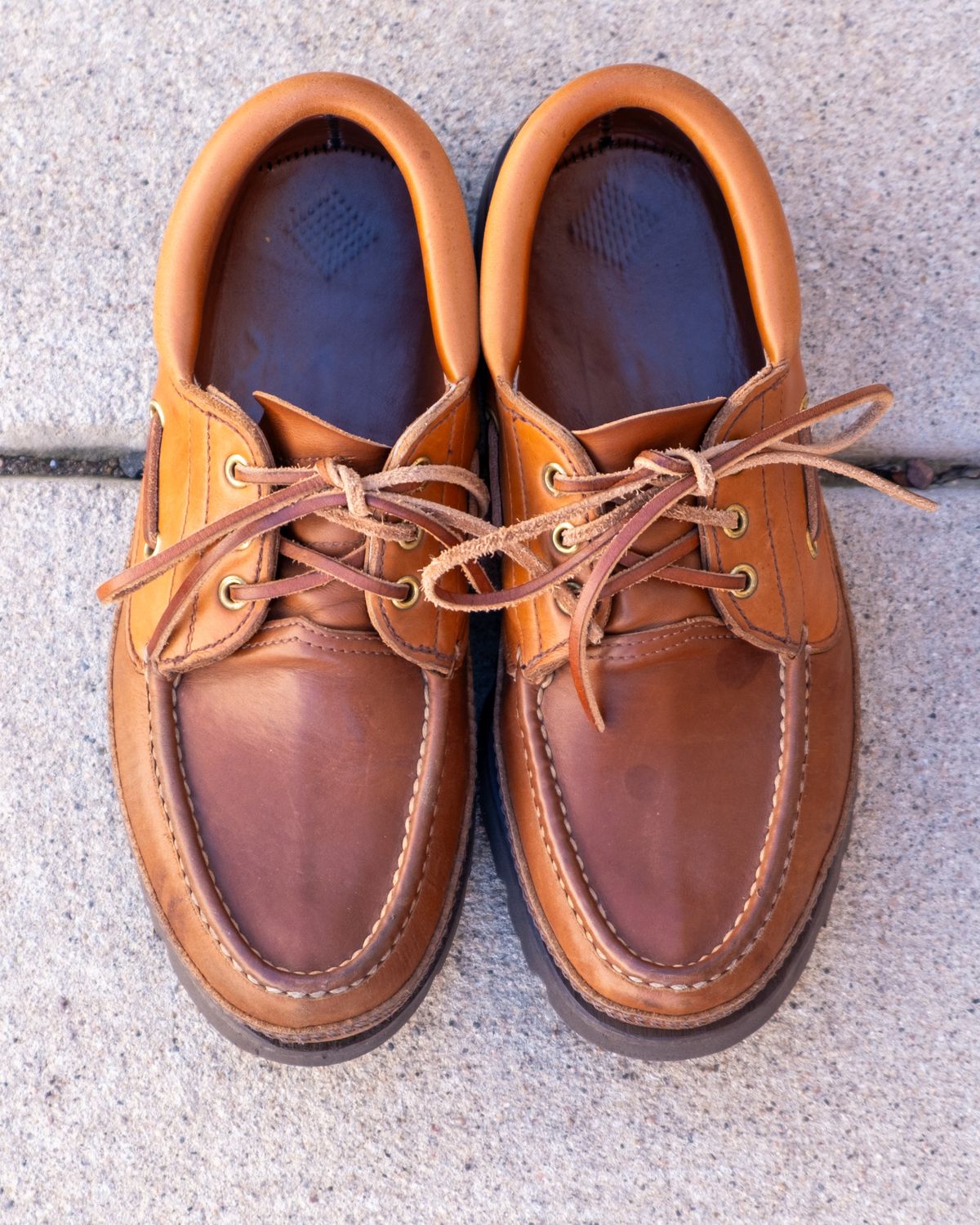 Photo by stitchedsoles on February 3, 2026 of the Russell Moccasin Co. Unknown Model in French Veal.